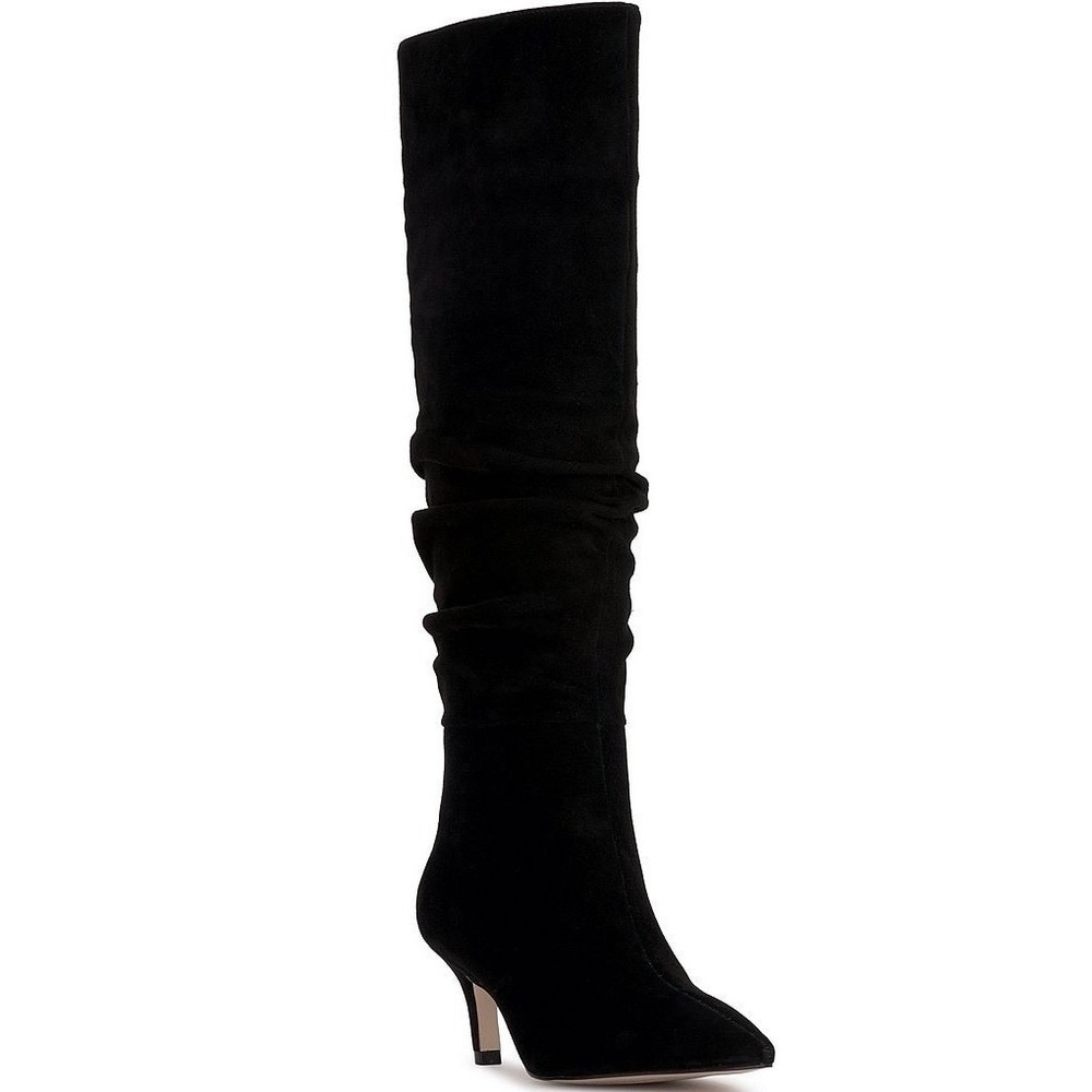 NEW Jessica Simpson Black Suede Slouchy Knee High Kitten Heel Boot Size 6.5